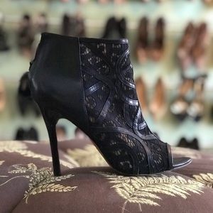 Rebecca Minkoff Moss Leather Lace peep toe booties